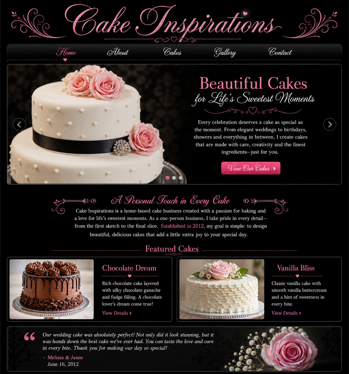Cake Inspirations homepage