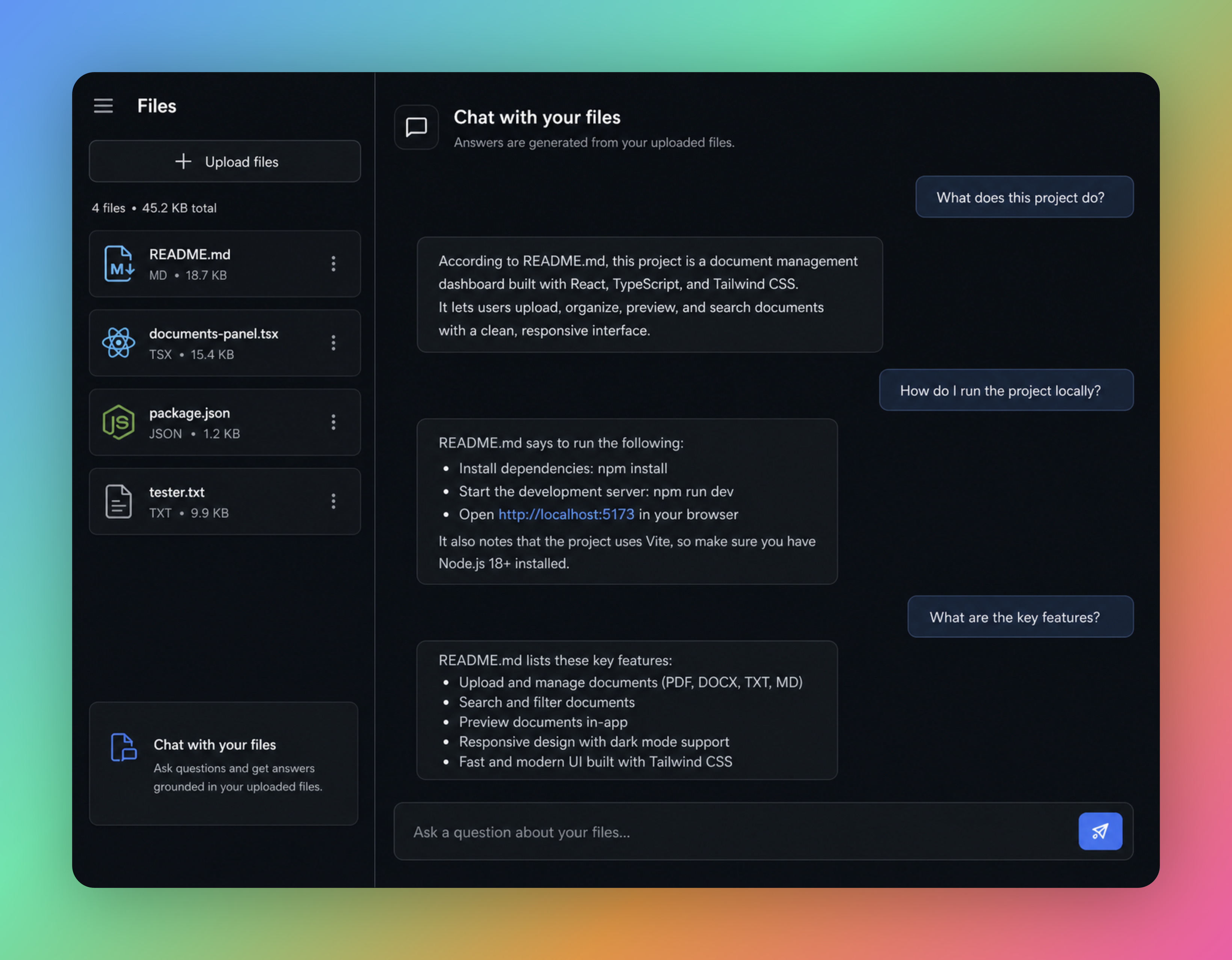 Private RAG AI Chat document chat screenshot