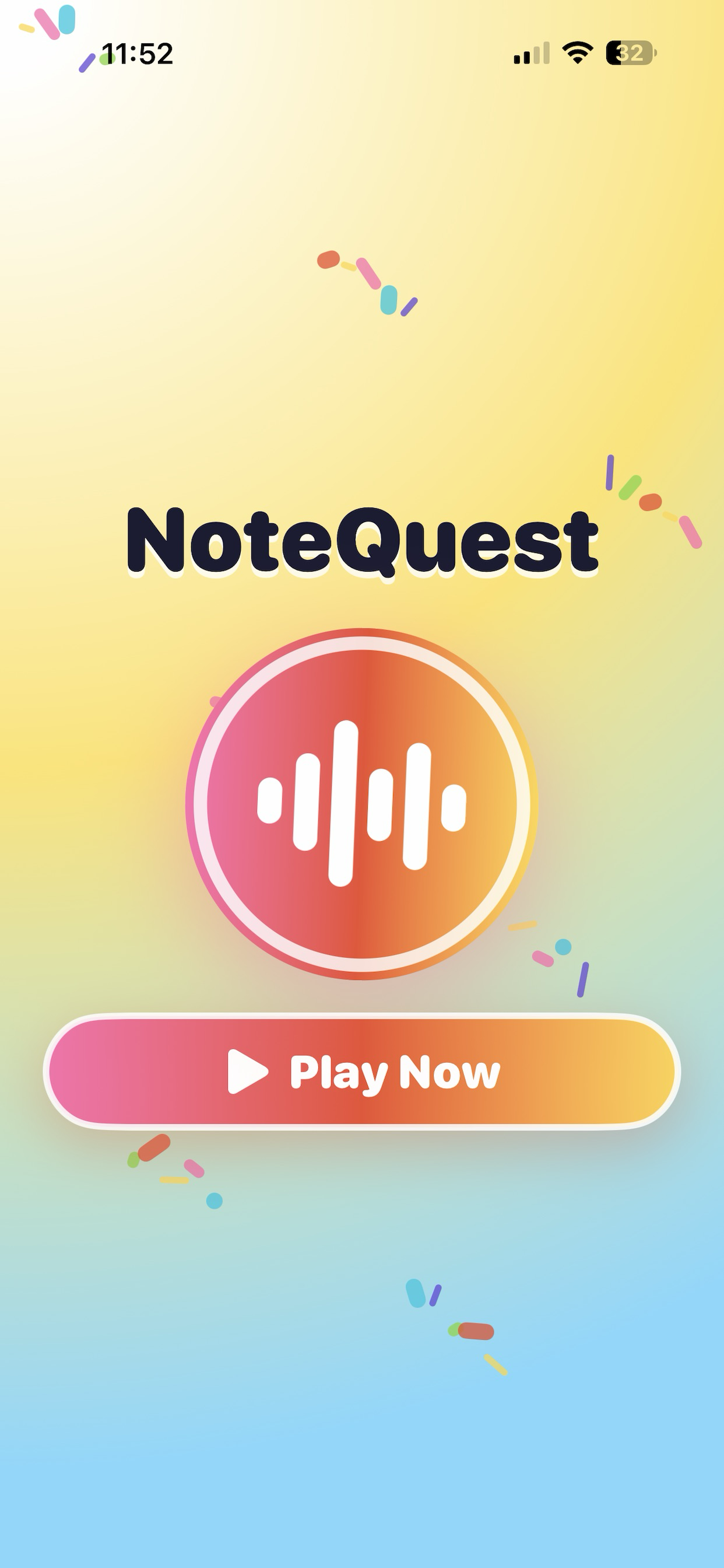 NoteQuest iOS home screen screenshot