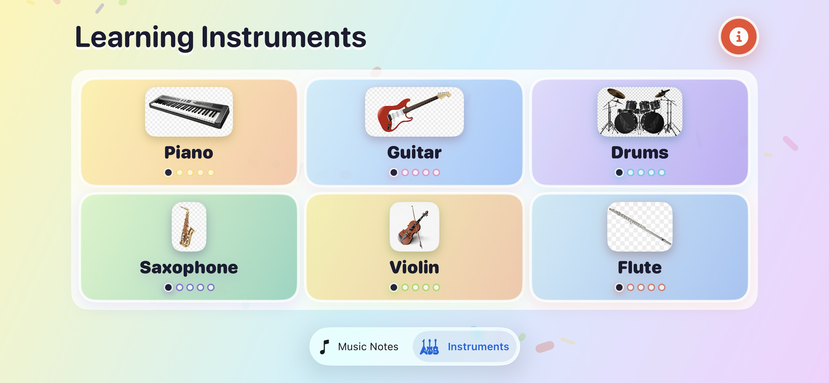 NoteQuest learning instruments screen screenshot