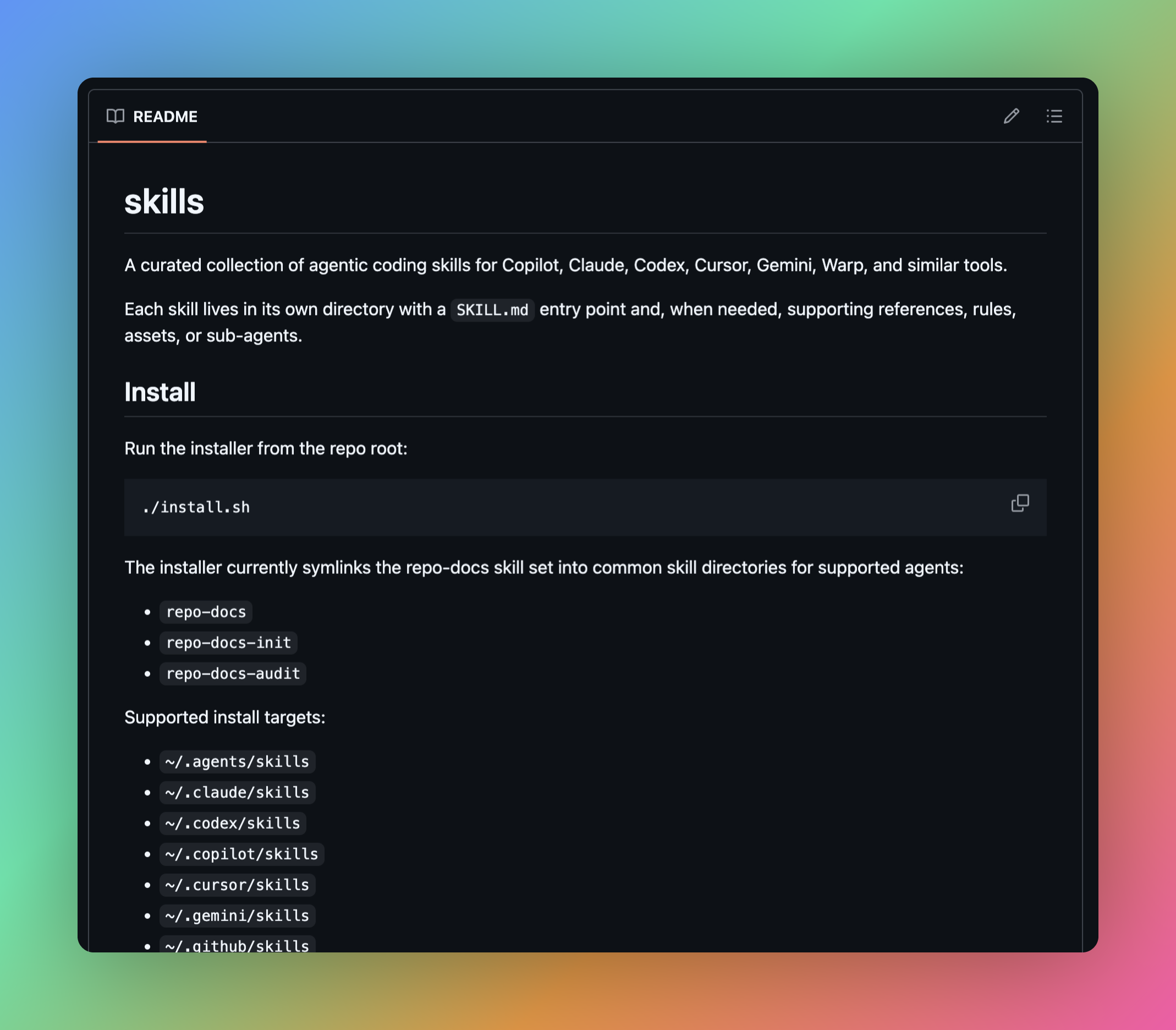 Skills project screenshot